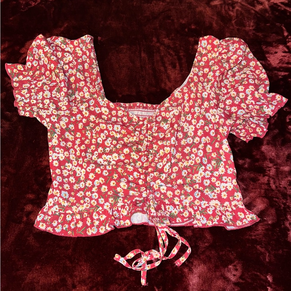 SHEIN Red and Pink Textured Top
